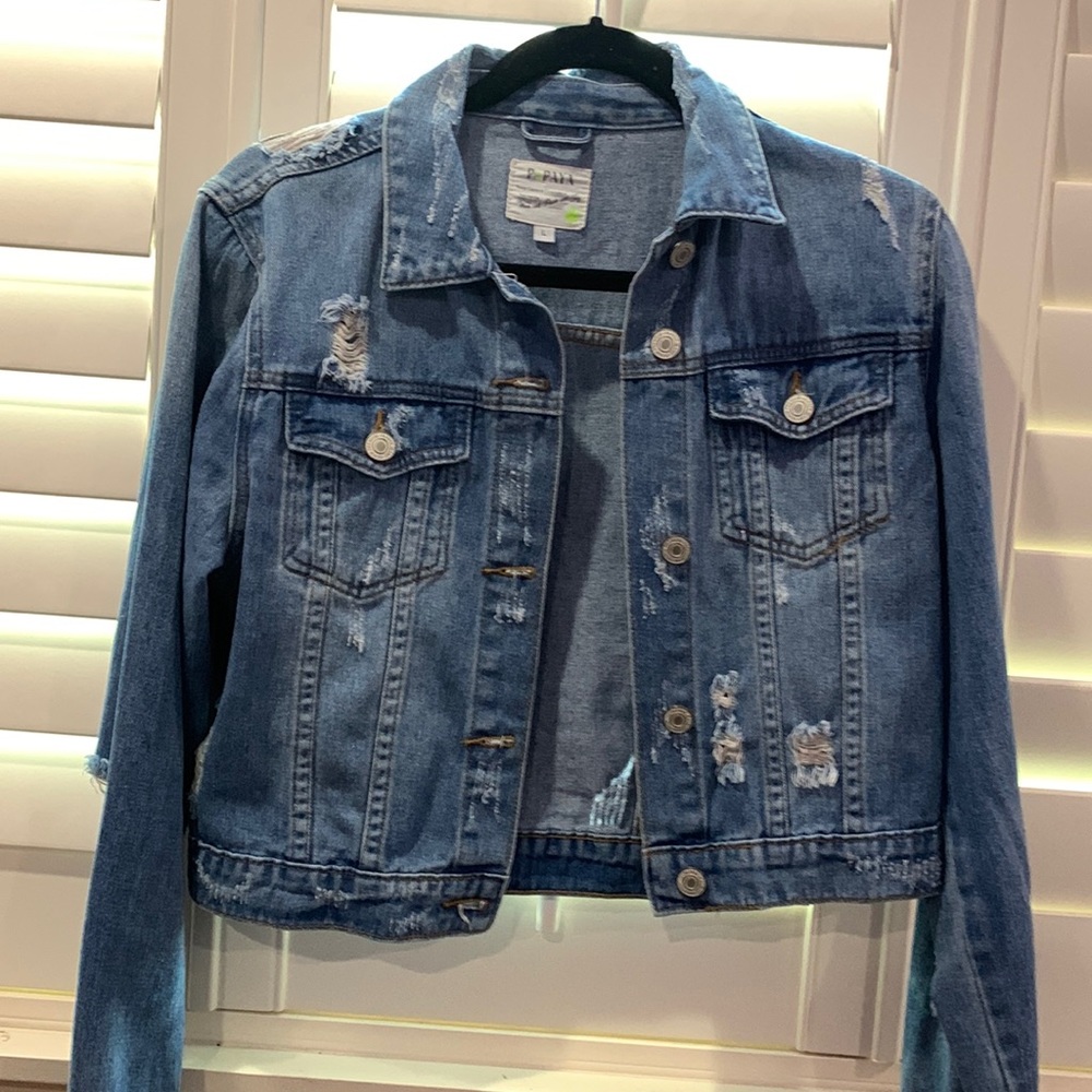 Light Washed Ripped Denim Jacket